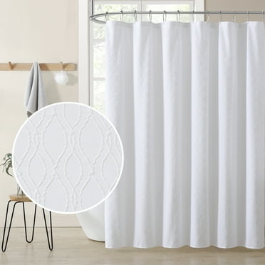 Diamond Pattern Shower Curtains Fabric 72x72 All White Solid Bathroom Shower Curtains