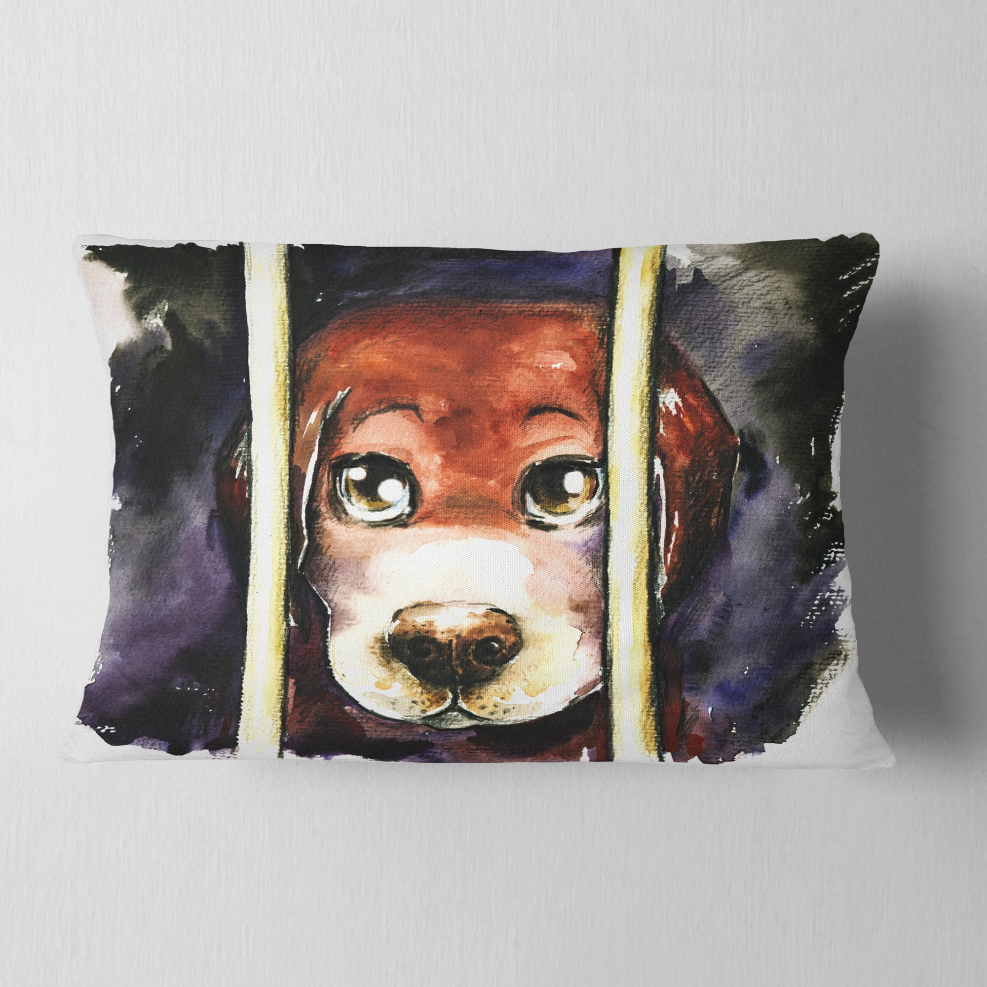 Designart Large Sled Dogs Relaxing - Animal Throw Pillow - 18x18 