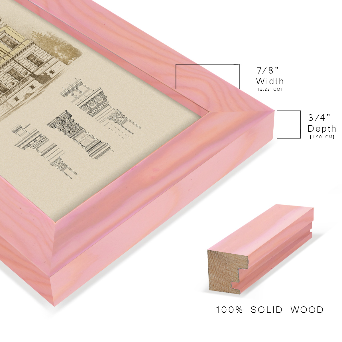 Estate & Plan IV -Framed Print w/glass-Sunset Pink