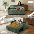 thumbnail image 3 of 3-in-1 Sleeper Sofa with Pull Out Bed,Loveseat Sofa Bed,Modern 2 Seater Convertible Small Couch with Pockets and USB for Living Room Bedroom Apartment (Green, Corduroy), 3 of 11