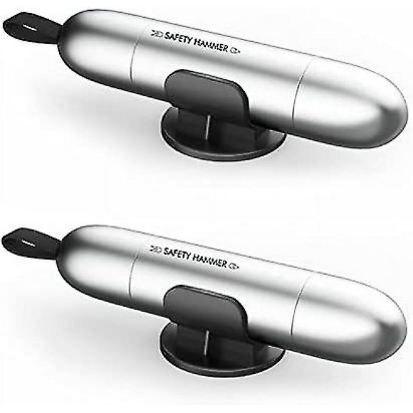 2 Pack Multi-function Safety Hammer Glass Breaker Car Emergency Hammer Silver