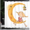 thumbnail image 4 of Ambesonne Feminine Shower Curtain, Sitting on the Moon, 69"Wx84"L, Orange, 4 of 5
