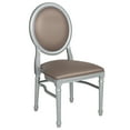 thumbnail image 3 of Emma + Oliver King Louis Dining/Desk Chair with Taupe Vinyl Back and Seat & Silver Frame, 3 of 9