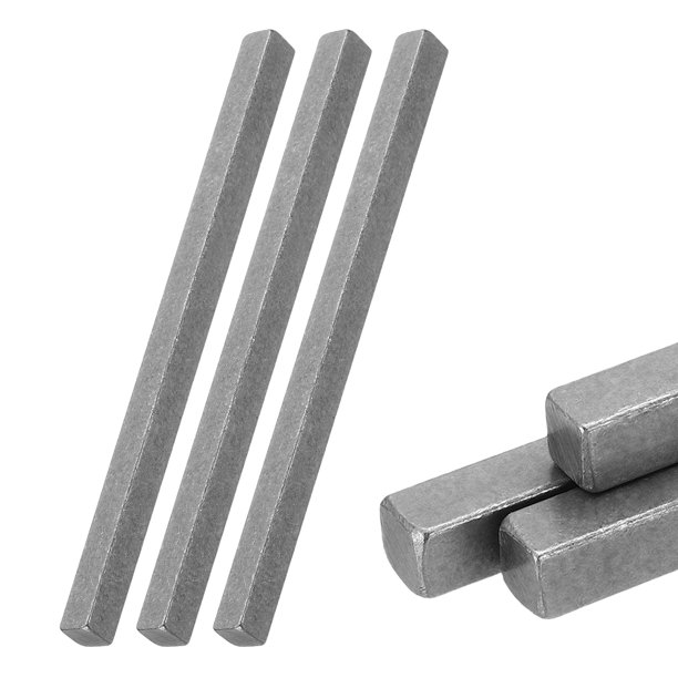 Uxcell 3Pcs Barra de acero cuadrada para llaves, 3/8" x 3/8" x 6" varilla de acero cuadrado tratado en frío de 45# para soportes estructurales mecánicos y manualidades DIY