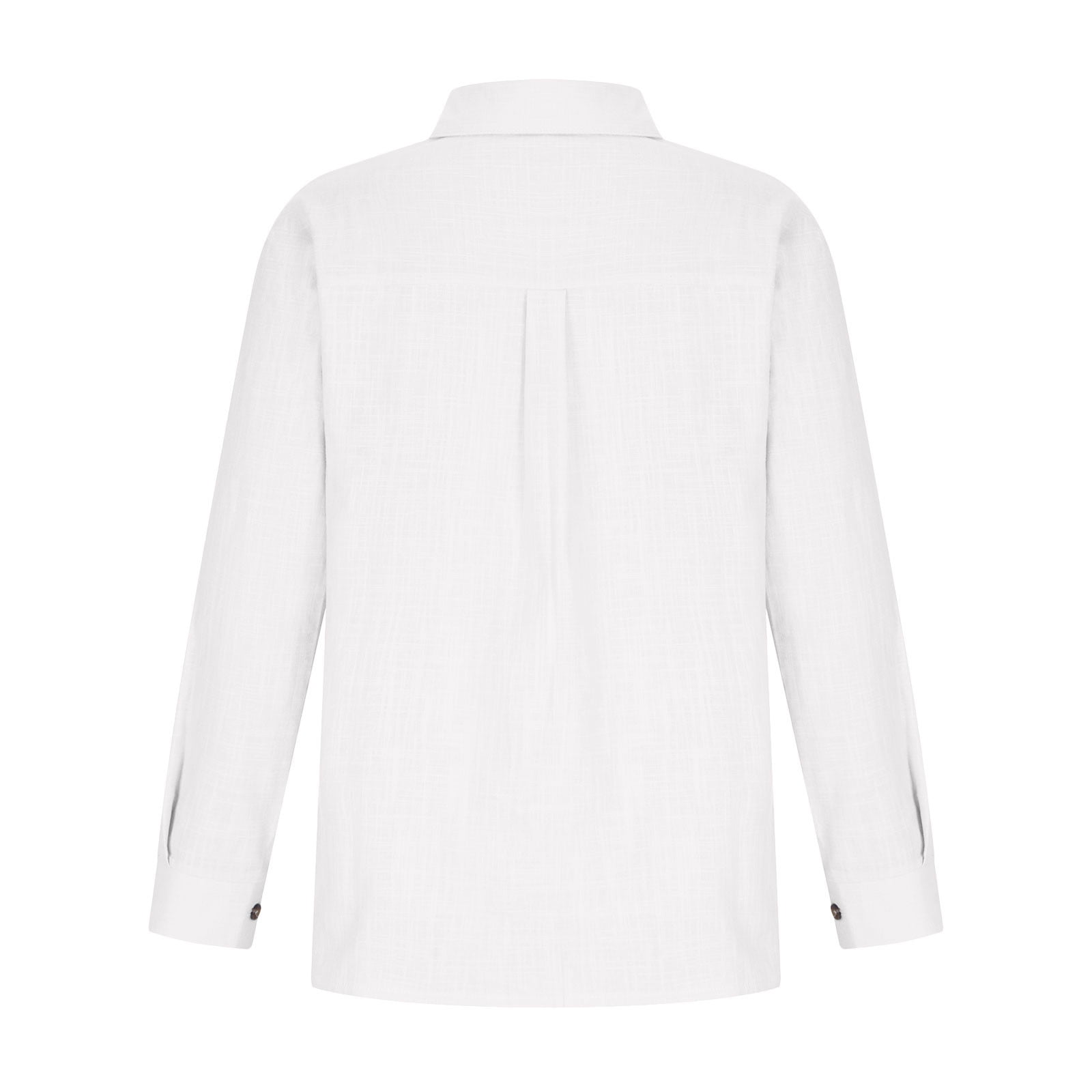CFLVAEK Cotton Linen Tunic Shirts for Women Oversized 3/4 Length Sleeve Henley Shirts Baggy V Lapel Button Down Tops Solid Fall Going Out Blouses with 1 Pocket