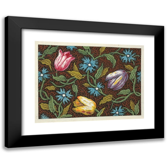 Anonymous 14x11 Black Modern Framed Museum Art Print Titled - Floral Design for Printed Textile Pl XXX (1800-1818)