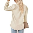 thumbnail image 4 of LAVA Womens Puff Sleeve Fall Tops Casual V Neck Long Sleeve T-Shirts Casual Tunic Blouses (White, S), 4 of 9