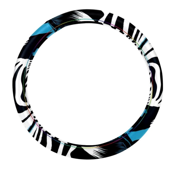 Zebra 14.5 Inch Printing PVC Leather Steering Wheel Cover Auto Accessories
