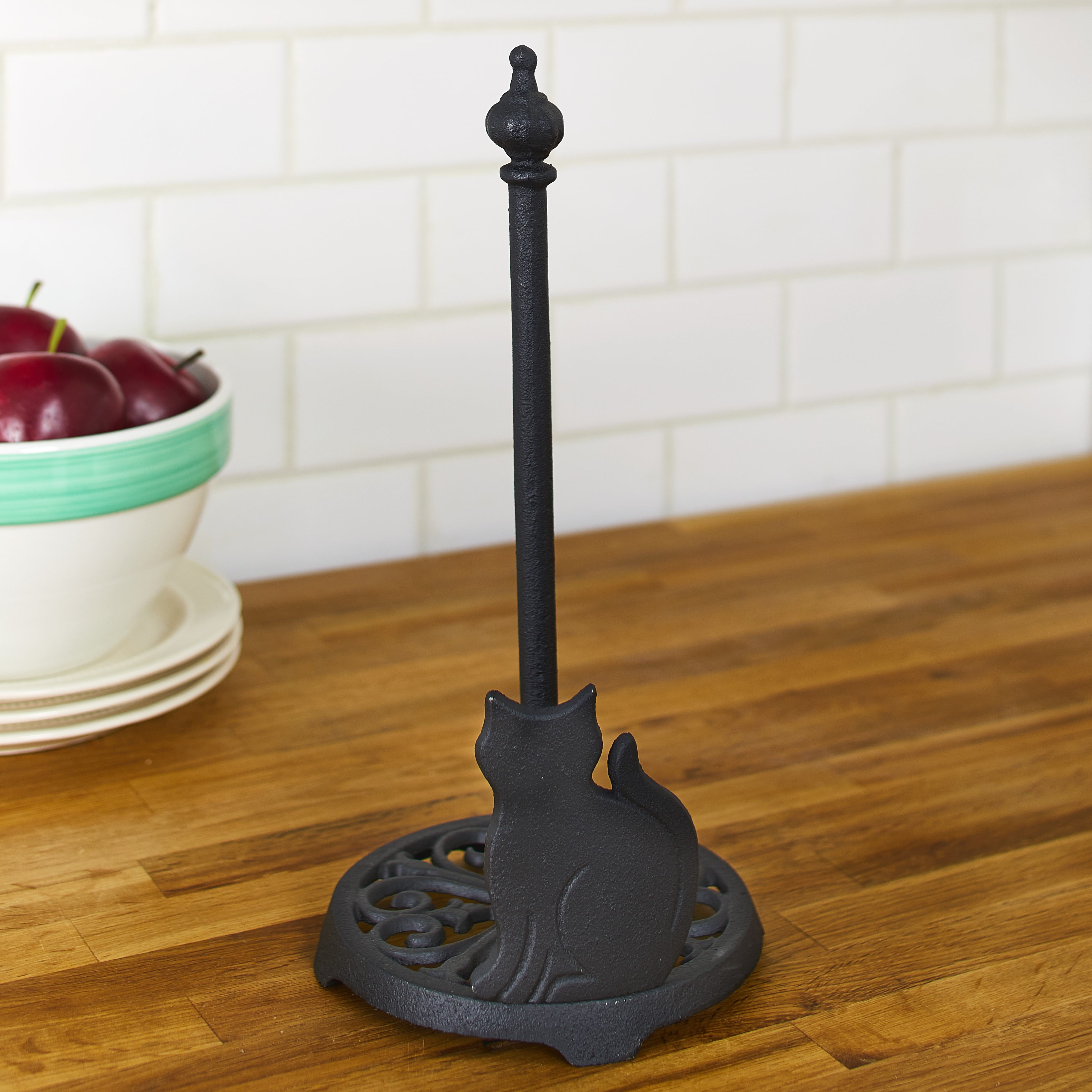Cast Iron Paper Towel Holder with Cat Silhouette Farmhouse Kitchen