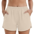 thumbnail image 6 of Nmnitkp Shorts for Women 2-in-1 Quick Dry Running Shorts, Squat Proof Athletic Workout Shorts with Built-in Liner, Elastic Waist & Pockets for Yoga, Biking, Summer Casual Beige,3XL, 6 of 9