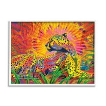 Stupell Industries Fractal Patterned Leopard Animals & Insects Painting White Framed Art Print Wall Art, 14 x 11