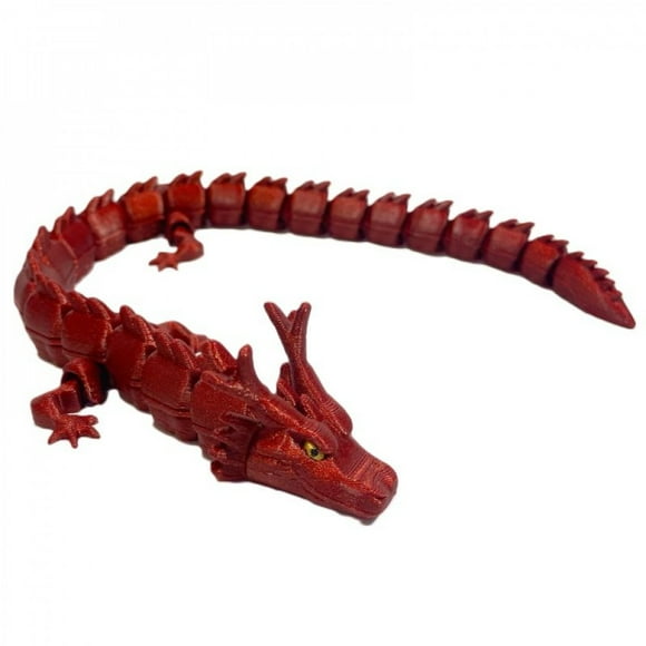 3D Printed Sparkly Red Dragon Figurine