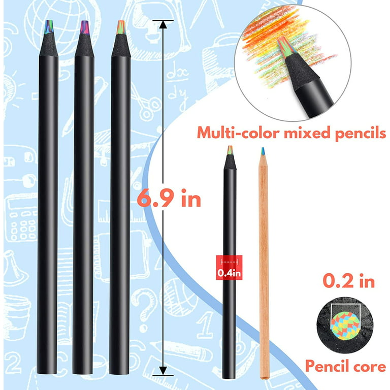 ThEast Black Wooden Rainbow Colored Pencils, 7 Color in 1  Rainbow Pencils, Art Supplies for Kids and Adults, Assorted Colors for  Drawing Coloring Sketching, Multicolored Core, Pre-sharpened (12) : Arts