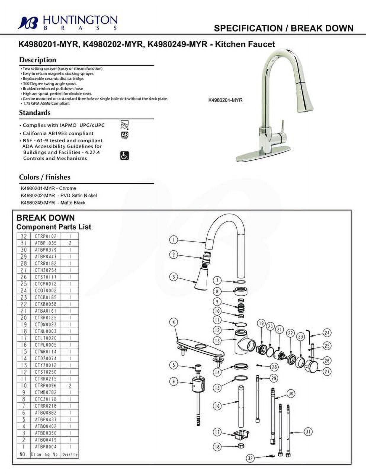 PVD Satin Nickel HB Pull down Kitchen Faucet