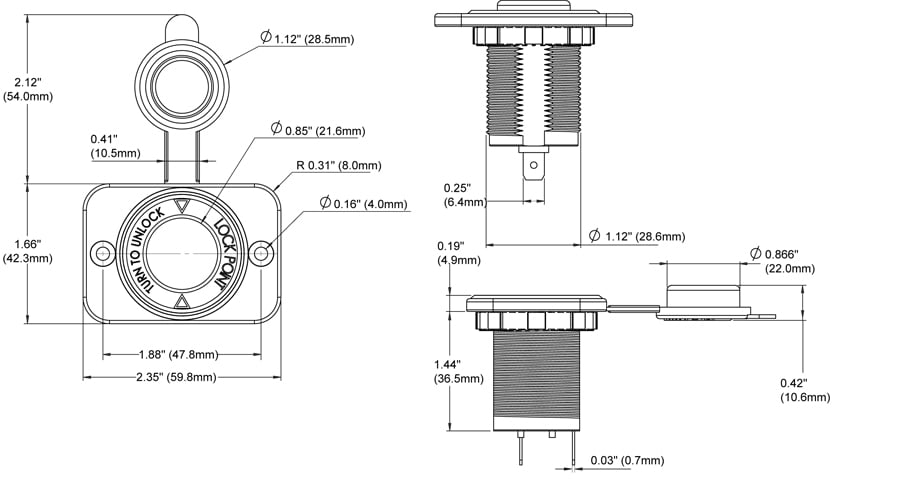 Blue Sea 1015 12V DC Plug & Dash Socket (1010 & 1011) [1015]