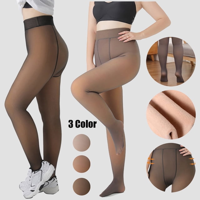 MSJUHEG Collants Résille, Collants, Collants Chauds, Collants Doublés de Polaire pour Femmes, Bas, 2 Tailles de Bas Viande Plus Collants de Fond Paires Collants Noir 3 Taille Unique