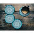 thumbnail image 6 of CARIBOU Round Ceramic Stone Coaster for Drinks Set of 4pcs, Teal & White Mandala, 6 of 6