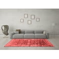 thumbnail image 3 of Ahgly Company Machine Washable Indoor Square Oriental Red Industrial Area Rugs, 7' Square, 3 of 4