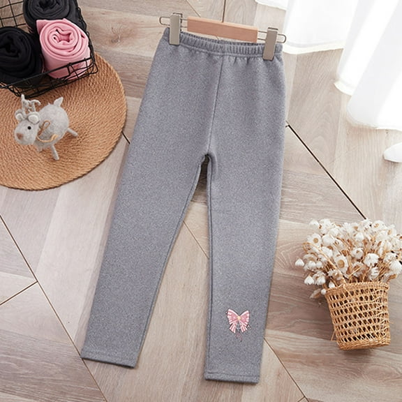 CUZIBR Girls Toddler Lined Leggings Slim Fit Thick Lined Winter Spring Thermal Pants ble Breathable Cozy Embroidered Bottom Joggers High Waist Underwear Trousers Elegant Clothes,Gold,7-8 Years