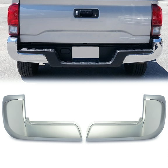 Kojem Rear Bumper End Caps Pair for 2016-2021 Toyota Tacoma W/O Sensors Holes Chrome Covers Corner Extension Set TO1104131 TO1105131