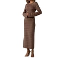 thumbnail image 1 of Faithtur Robe Longue Moulante pour Femmes Couleur Unie Col Rond Manches Longues Printemps Automne Mode Robe Tricotée, 1 of 8