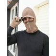 thumbnail image 2 of Spencer 2 In 1 Men Winter Warm Balaclava Beanie Hat Scarf Knit Caps Windproof Conjoined Sleeve Wool Cap Zipper Neck Warmer Ear Protector "Khaki", 2 of 7