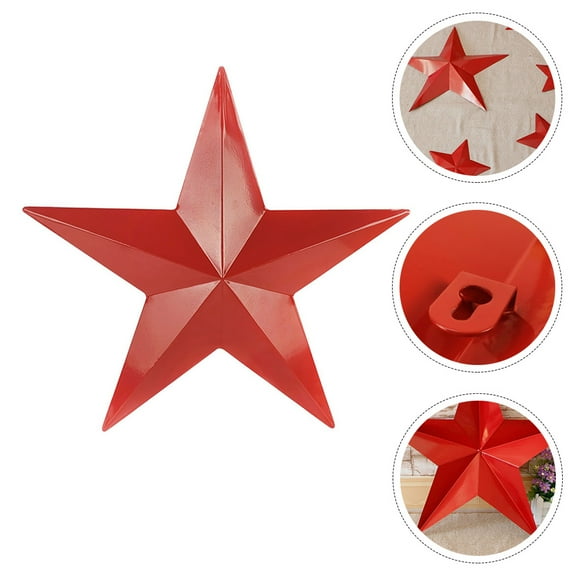 IFANLANDOR 1Pack Hanging Decoration Iron Five-Pointed Star Red Metal Wall Art Home Decor