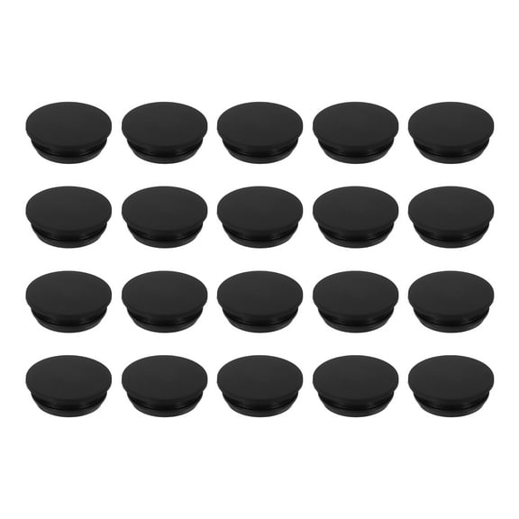 25 Pack Snug Plugs, Rubber Hole Plugs Round Soft Flexible Stopper Fit 14mm (0.55 Inch) Hole Dia., Waterproof Silicone Plug, Black