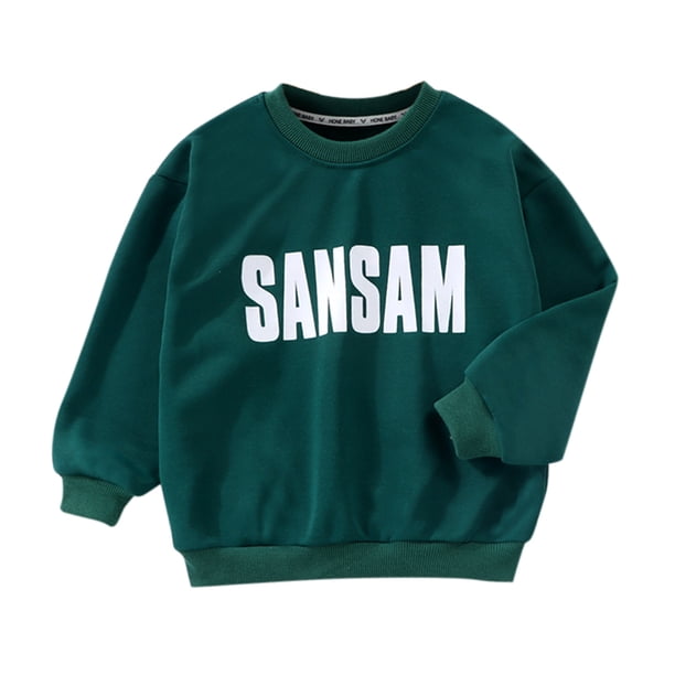 Gibobby Sudaderas para niños pequeños, playera de algodónniños niñas de manga larga estampado de letras pulóver sudadera Tops blusa ropa trajes(Verde, 2-3 Años)