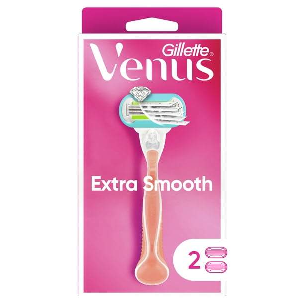 Gillette Venus Extra Smooth Pink Womens Razor Handle, 2 Blade Refills