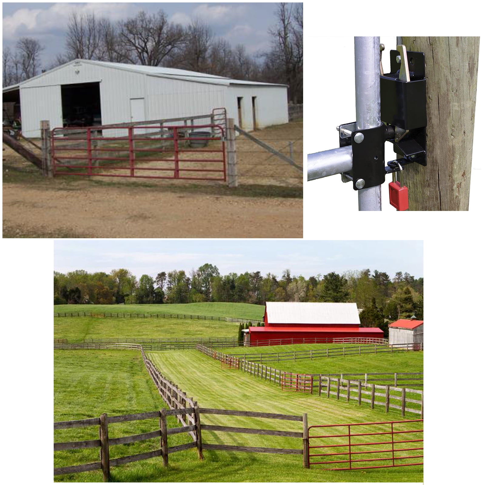 2 Way Farm Gate Latch, Two Way Fence Gate Latch for Metal Gates Livestock Cattle Gate Latches Gate Hardware for Horse Corrals, Ranches(Screws and Instructions Included)