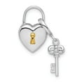 thumbnail image 1 of FB Jewels Sterling Silver Rhodium-plated 10mm Heart Lock & Key Hinge Locket, 1 of 3