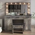 thumbnail image 6 of Zimtown Makeup Vanity Desk with Large Mirror & Charging Station, Vanity Table with 3 Drawers & Visible Glass Top, Bedroom Dressing Table, Gray, 6 of 11