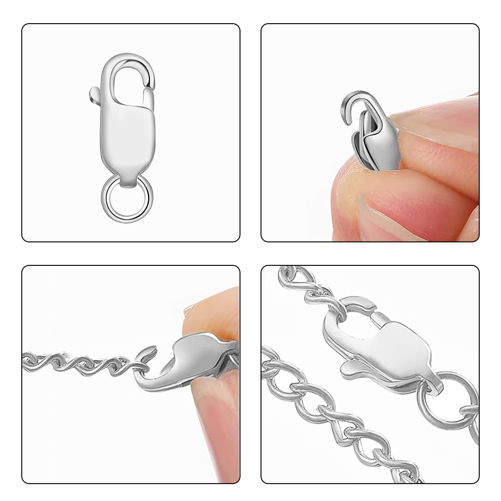 5PCS DIY Jewelry Parts Genuine 925 Sterling Silver Clasps Cable Chain Extensions 