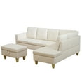 thumbnail image 5 of Sectional Couch, L Shaped Couch with Storage Ottoman, Leather Sofas for Living Room Apartment, Modern 3 Piece Sofa Set, Right Chaise, White, 5 of 5