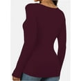 thumbnail image 2 of Women's Sexy Long Sleeve Shirts Square Neck Going Out Tops Basic Fall Fashion Slim Fit T Shirts Blouses, 2 of 4