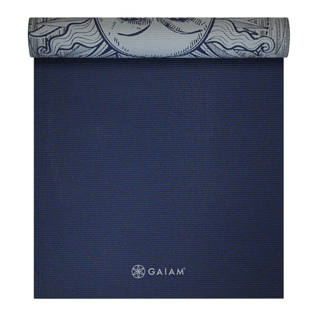Gaiam 6mm Reversible Printed Yoga Mat, Non Slip Fitness Mat for All Types of Yoga, Pilates & Floor Workouts