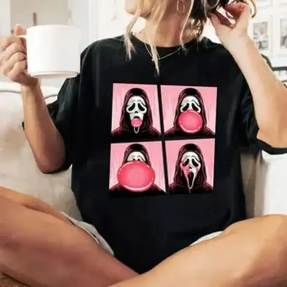 Ghost Face Bubble Gum Pop Horror Halloween Unisex T-Shirt