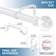 thumbnail image 3 of Urbanest Adjustable Single Curtain Rod Set Crystal Ball Finials – 1 -Inch Diameter, With Glossy White Rod, 48–84 Inches, 3 of 6