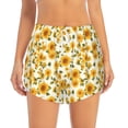 thumbnail image 4 of Lsque Classical Cute Sunflower Printed Women's Running Shorts with Liner Pockets,Elastic Quick Dry Workout Athletic Gym Yoga Shorts,Womens High Waist Shorts-Small, 4 of 9