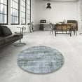 thumbnail image 3 of Ahgly Company Indoor Round Abstract Metallic Silver Gray Abstract Area Rugs, 5' Round, 3 of 6
