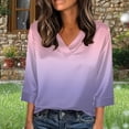 thumbnail image 1 of Xuyuer Women's Holiday Floral Print V-Neck 3/4 Sleeve Casual Loose Shirt, 1 of 5