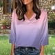 thumbnail image 1 of Xuyuer Women's Holiday Floral Print V-Neck 3/4 Sleeve Casual Loose Shirt, 1 of 5