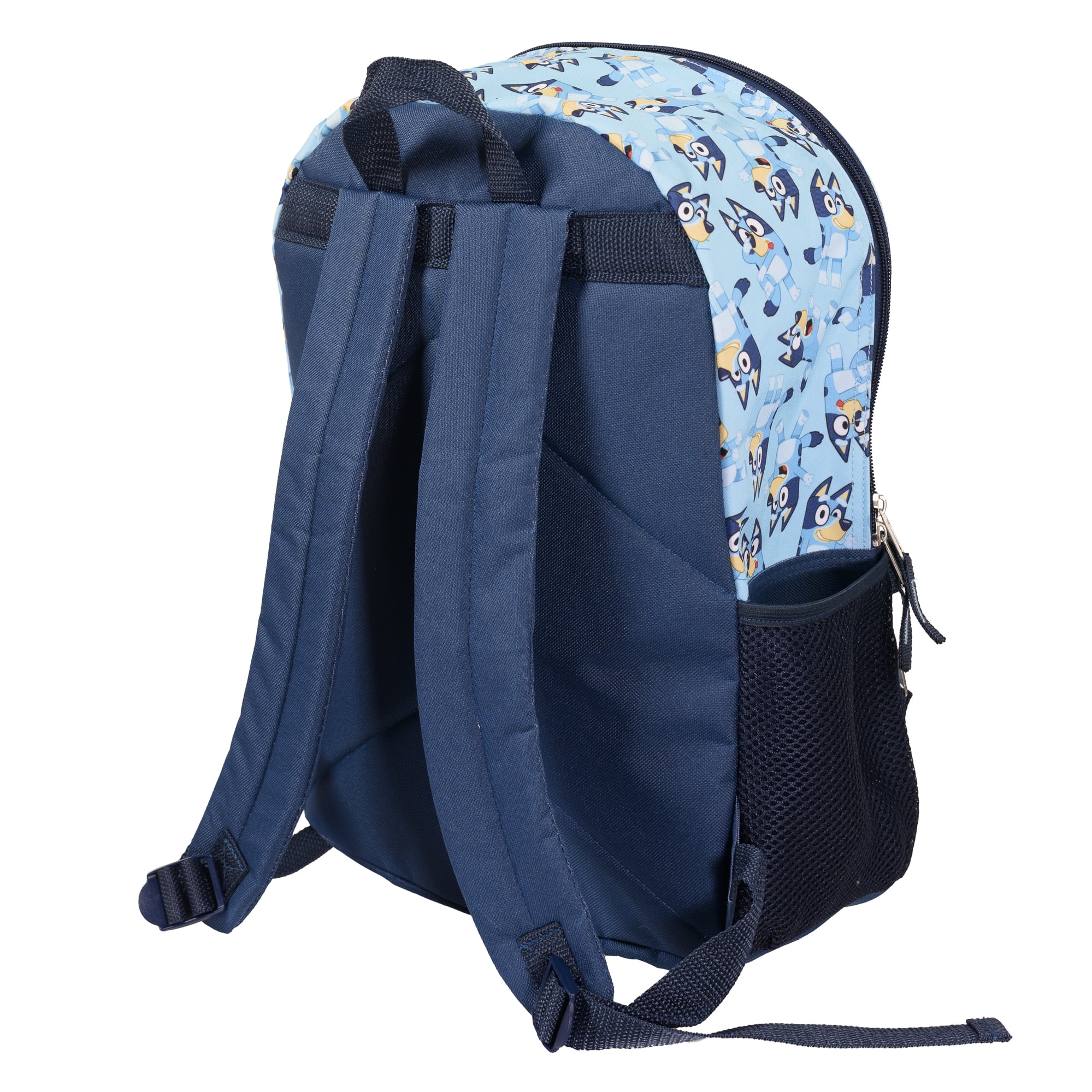 Bluey 4 Piece Backpack Set for Pre-School Girls & Boys, Kids 16" School Bag with Front Zip Pocket, Blue