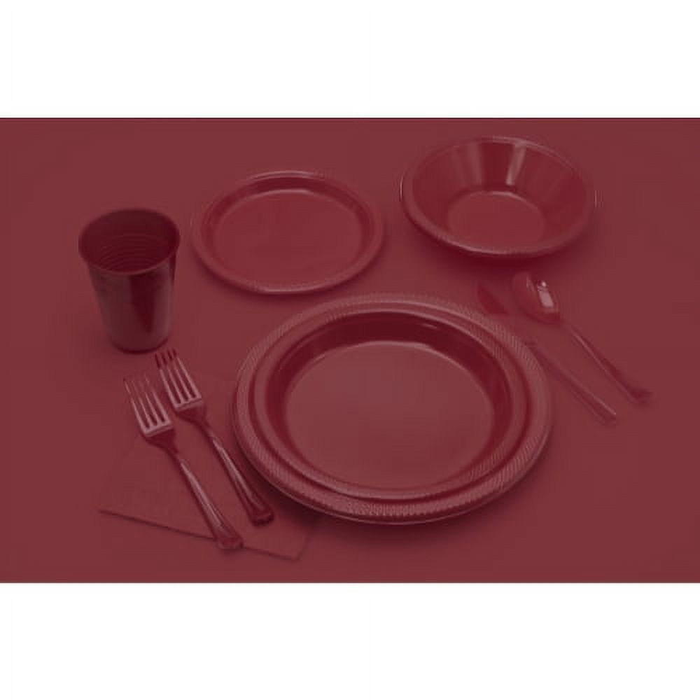 Exquisite Premium Plastic Tablecloths, 54" x 108", Burgundy, 12-Pack photo 3