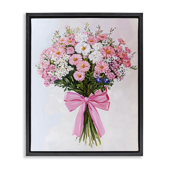 Stupell Industries Cottage Pink & White Tied Flower Bouquet Black Floating Frame Canvas Art, 17 x 21, by The Prints Vibe