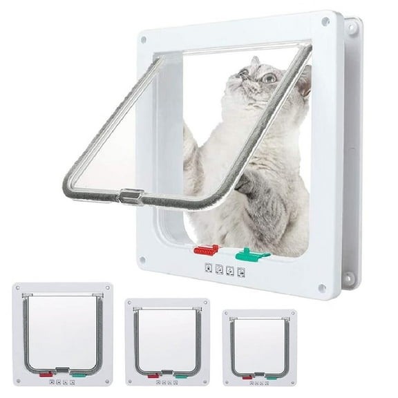 Cat Door Flap Extra Large (9.9"x9.2"),4 Way Locking Cat Door For Interior Door,Weatherproof Pet Door for Cats Doggie Kitties & Kittens,Easy Installation