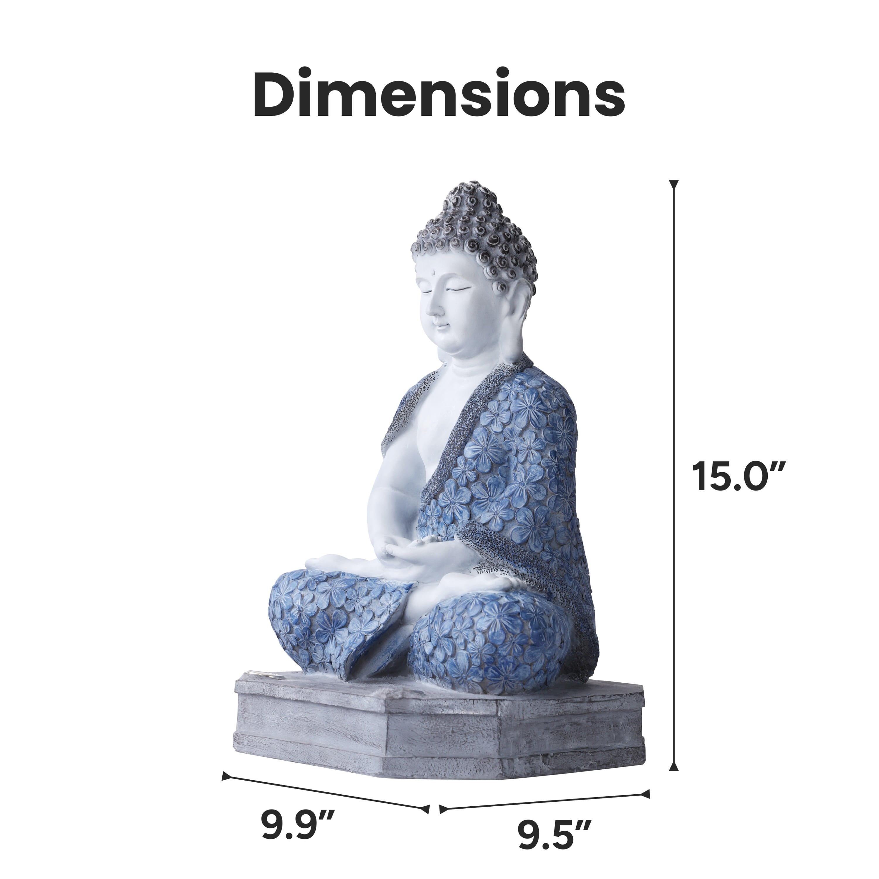 TECHKO 15" Buddha Garden Statue