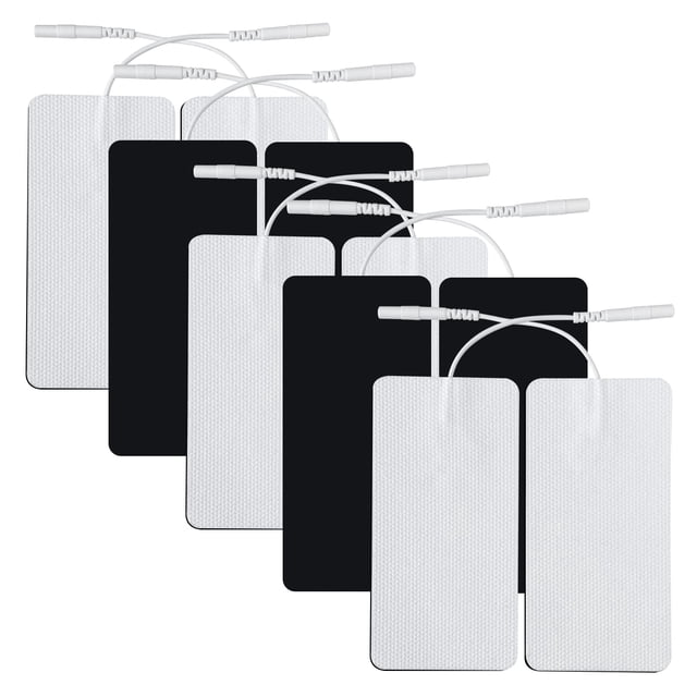 Almohadillas de repuesto para unidad TENS, 10 unidades, parches de electrodos grandes de 2'' x 4'' con diseño autoadhesivo mejorado y antiirritante, reutilizables 35 veces para electroterapia, compati