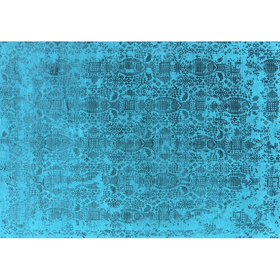 Ahgly Company Indoor Rectangle Oriental Light Blue Industrial Area Rugs, 6' x 9'